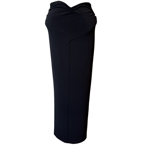 VTG Shape FX Maxi Skirt XS Black Bodycon 90s Y2K Ruched Fitted French Fashion‎ - Picture 1 of 13